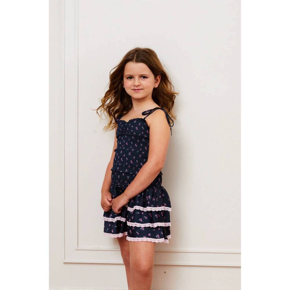 NEW THEME gemma satin mini skirt in black rose